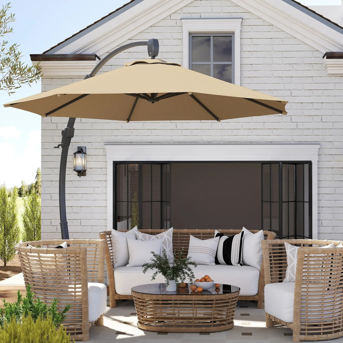 Outsunny Premium 3m Cantilever Parasol With Crank Handle