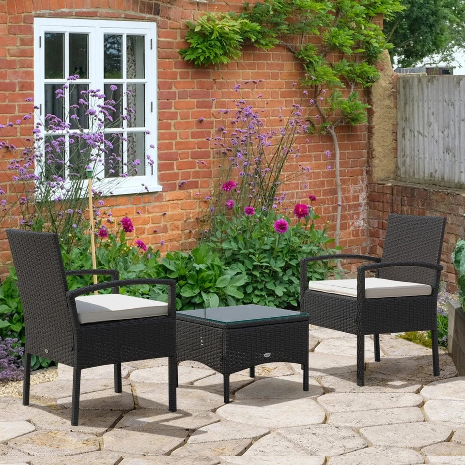 Outsunny 3pc Rattan Patio Bistro Set