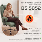 Ergonomic Office Chair with Reclining Footrest for All Day Comfort and Pet Friendly Faux Leather Green Homcom