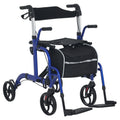 2 in 1 Wheelchair Transport Chair and Folding Rollator Walker with Seat and Bag by HOMCOM AOSOM