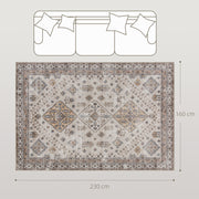 Washable Vintage Area Rug Non Slip Flannel Carpet for Living Room and Bedroom Beige