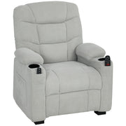 Electric Recliner Armchair with Massage Heat USB Port and Cup Holders for Lounge Grey AOSOM