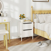 Chest of Drawers with 2 Fabric Drawers and Sturdy Aluminium Handles for Bedroom Storage White