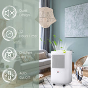 Portable 10L Smart Dehumidifier with WiFi App Control for Home and Laundry Use, White