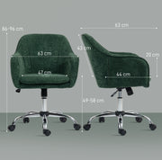 Dark Green Velvet Swivel Office Chair with Padded Seat and Adjustable Height Support