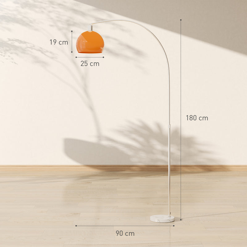 Modern Floor Lamp with Fabric Shade and Foot Switch for Lounge or Office, Orange