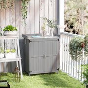 Small Grey Wooden Garden Storage Shed with Shelf and Hinged Roof by Outsunny