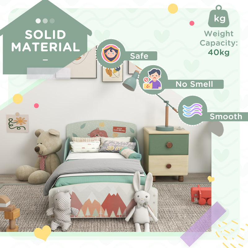 Toddler Bed Frame for Kids Aged 3 to 6 with Low Height Design for Safety Green