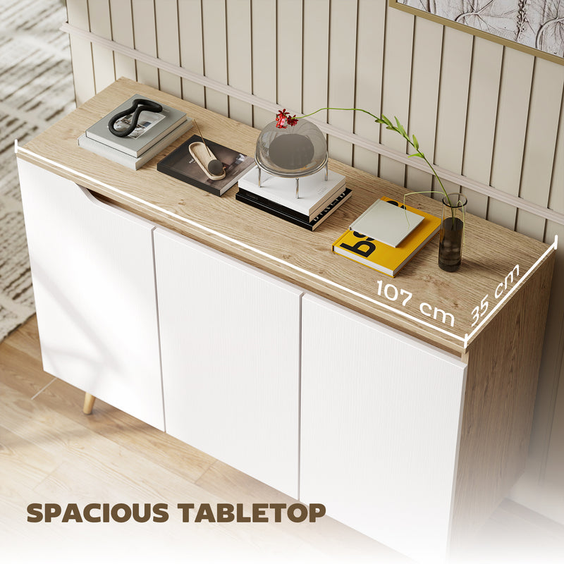 Sideboard Storage Cabinet with Adjustable Shelves for Organising Dining Room Essentials Oak White