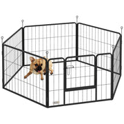 6 Panel Portable Dog Playpen with Door 60cm High for Small Dogs Black by PawHut