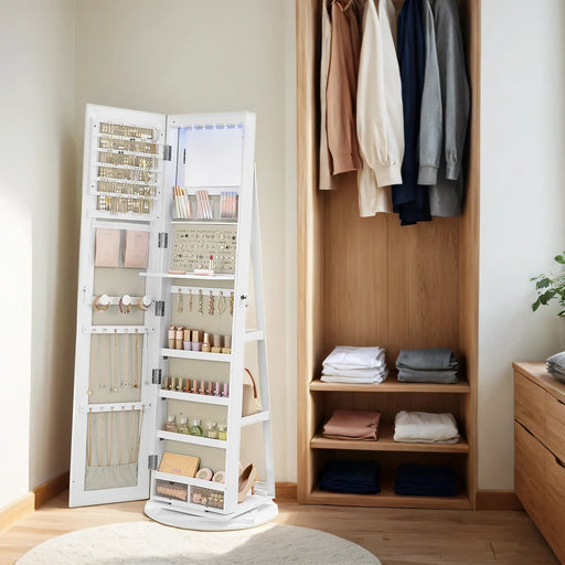Lockable Swivel Jewellery Cabinet with Full Length Mirror and Organiser Storage by Songmics