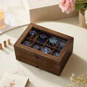 Wooden Watch Box with 8 Slots and Glass Lid Two Tier Display Case with Cushions by Songmics
