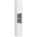 Tall Slim Bathroom Storage Cabinet with Shelves and Double Doors for Small Spaces White AOSOM