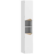 Tall Slim Bathroom Storage Cabinet with Shelves and Double Doors for Small Spaces White AOSOM