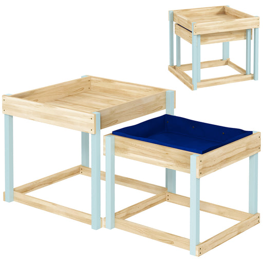 Wooden Sand and Water Play Tables for Kids Aged 3 to 8 with Bottom Liners Natural Finish