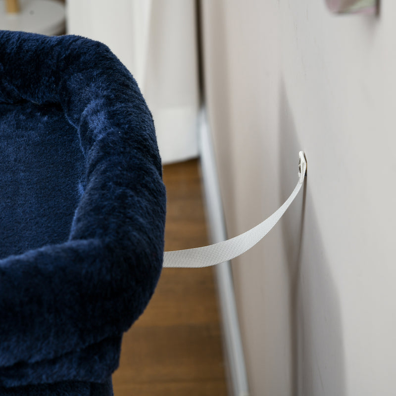 Sisal Cat Tree with Two Cosy Houses and Climbing Platforms for Indoor Play Navy Blue