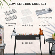 Outsunny Portable Charcoal BBQ Grill with Seasoning Baskets for Camping Picnic Hiking AOSOM
