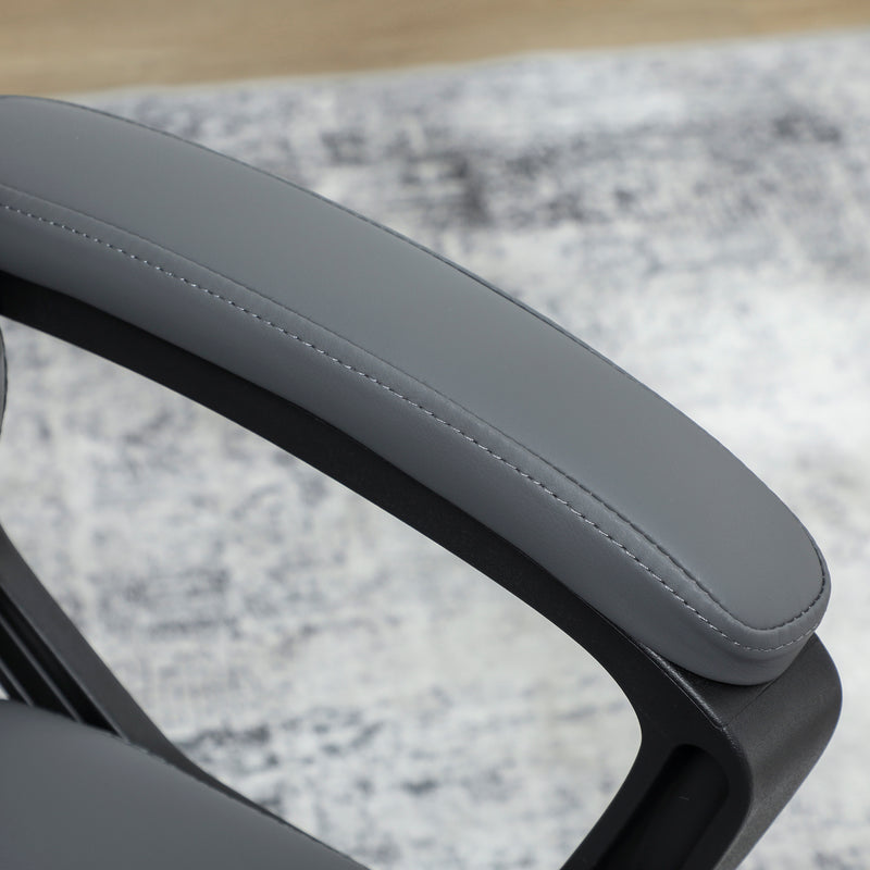 Ergonomic Faux Leather Swivel Office Chair With Adjustable Height Support, Charcoal Grey