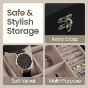 Wooden Watch Box with 8 Slots and Glass Lid 2 Tier Display Case with Cushions by Songmics