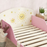 Toddler Bed with Storage and Guardrails Fits 140 x 70cm Mattress For Ages 3 to 8 Pink