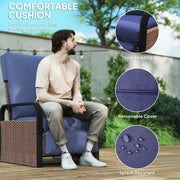 Rattan Garden Recliner Chair with Cushion Side Tray and Adjustable Footrest by Outsunny
