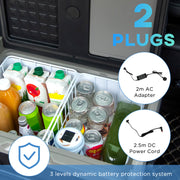 40L Portable Car Fridge Freezer with LED Light and Foldable Handles for Travel Grey AOSOM
