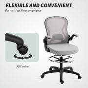 Ergonomic Mesh Standing Desk Chair with Lumbar Support and Flip Up Arms Grey