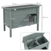 Wooden Insulated Cat House With Removable Floor And Opening Roof For Outdoors, Charcoal Grey