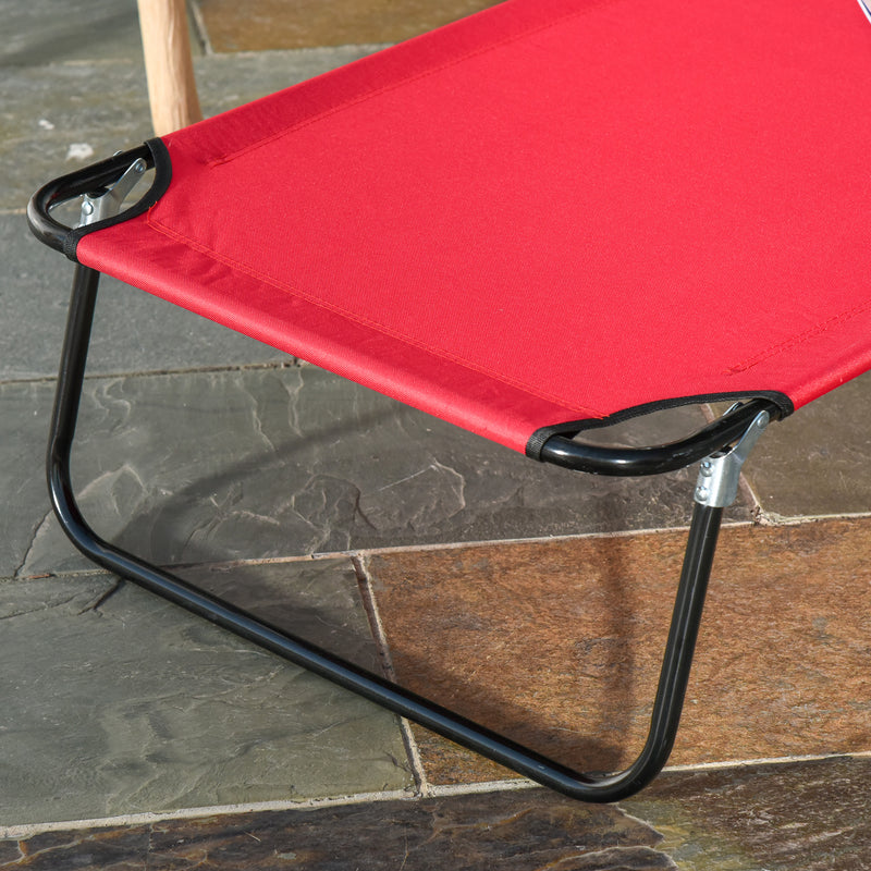 Red Foldable Sun Lounger with Pillow and Reading Hole for Garden or Beach Relaxation