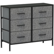 Black 6 Drawer Chest of Drawers with Steel Frame and Wooden Top for Bedroom and Nursery by HOMCOM