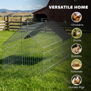 Outdoor Rabbit Run With Shaded Canopy for Safe and Easy Garden Time Black Silver Pawhut