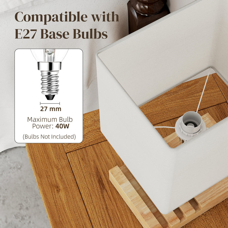 Modern Bedside Table Lamp with USB Charging Ports and Phone Stands for Bedroom White AOSOM