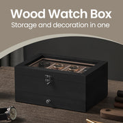 Wooden Watch Box with 8 Slots and Glass Lid 2 Tier Display Case with Cushions by Songmics