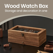 12 Slot Wooden Watch Box with Large Glass Lid Drawer and Soft Cushions 2 Tier Case by Songmics