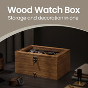 Wooden Watch Box with 8 Slots and Glass Lid Two Tier Display Case with Cushions by Songmics
