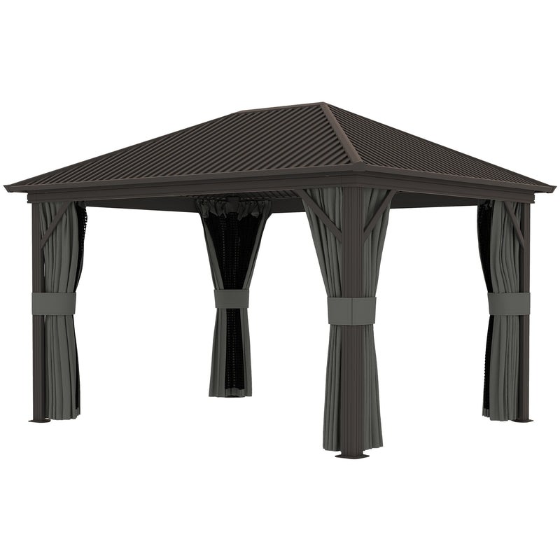 3.6 x 3m Aluminium Hardtop Gazebo with Accessories for Garden and Patio by Outsunny