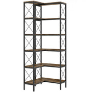 Corner Bookshelf with 5 Shelves for Space Saving Storage and Display Rustic Brown Homcom