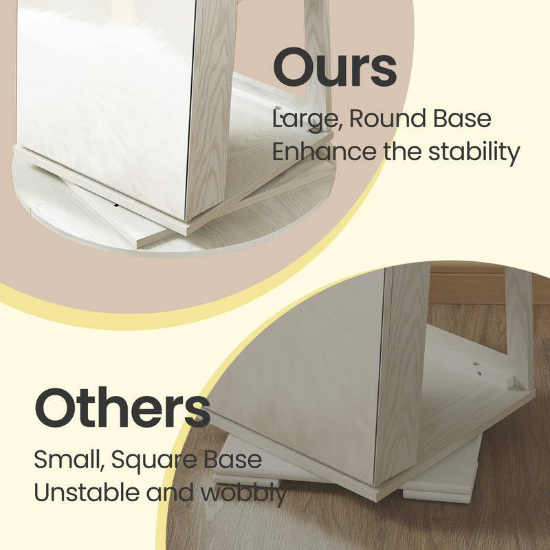 Lockable Swivel Jewellery Cabinet with Full Length Mirror and Organiser Storage by Songmics