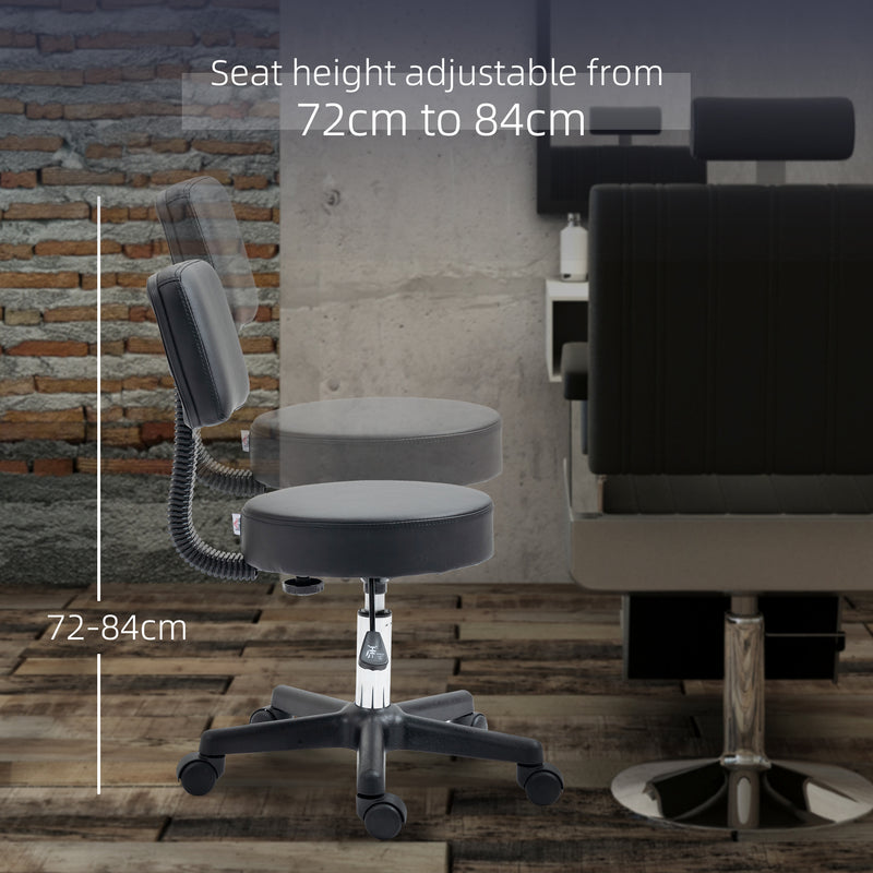 Adjustable Swivel Salon Chair with Padded Seat and Wheels for Hairdressers and Spas, Black