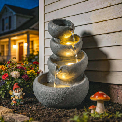 Outdoor Water Fountain with LED Lights for Relaxing Garden or Patio Retreat Mixed Colour Outsunny