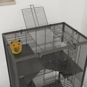 4 Tier Hamster Cage with Glass Base Running Wheel and Accessories by PawHut