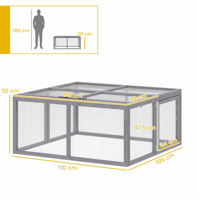 Rabbit Hutch with Easy Access and Foldable Design for Gardens and Patios Grey AOSOM