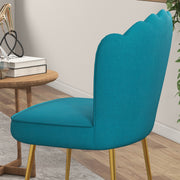 Blue Velvet Feel Shell Accent Chair With Padded Seat and Gold Legs by Homcom