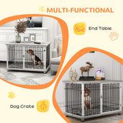 Indoor Dog Crate with Lockable Doors and Washable Cushion Doubles as Side Table White