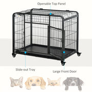 Metal Dog Cage with Locking Door Wheels and Removable Tray for Medium Pets by PawHut