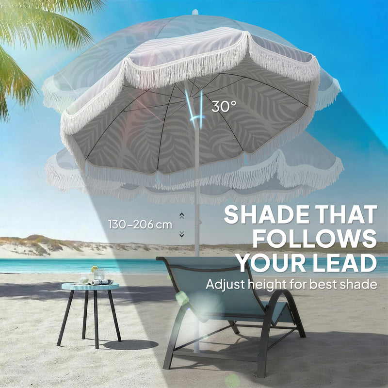 1.8m Beach Parasol with Adjustable Tilt and UPF30 Sun Protection for Beach or Garden Outsunny