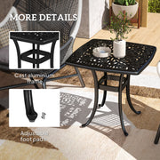 Black Cast Aluminium Garden Table with Umbrella Hole and Anti-Slip Feet by Outsunny