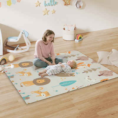 Foldable Double Sided Baby Play Mat Water Resistant for Indoor or Outdoor Use Grey AOSOM