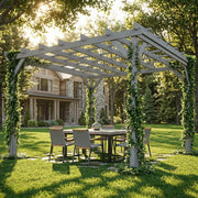 3x3m Grey Wooden Garden Pergola Kit for Shaded Outdoor Relaxing and Climbing Plants Support Outsunny