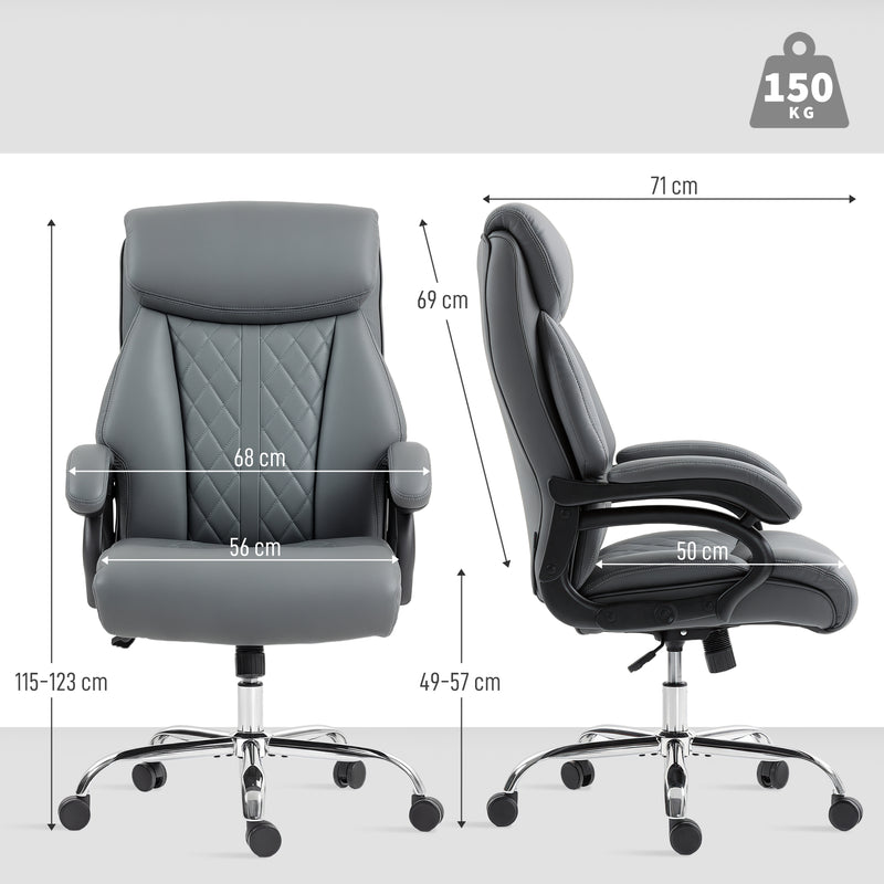 Ergonomic High Back Faux Leather Office Chair With Extra Padding For Comfort Charcoal Grey